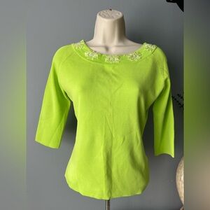 Joseph Lime Green Top with Floral Details